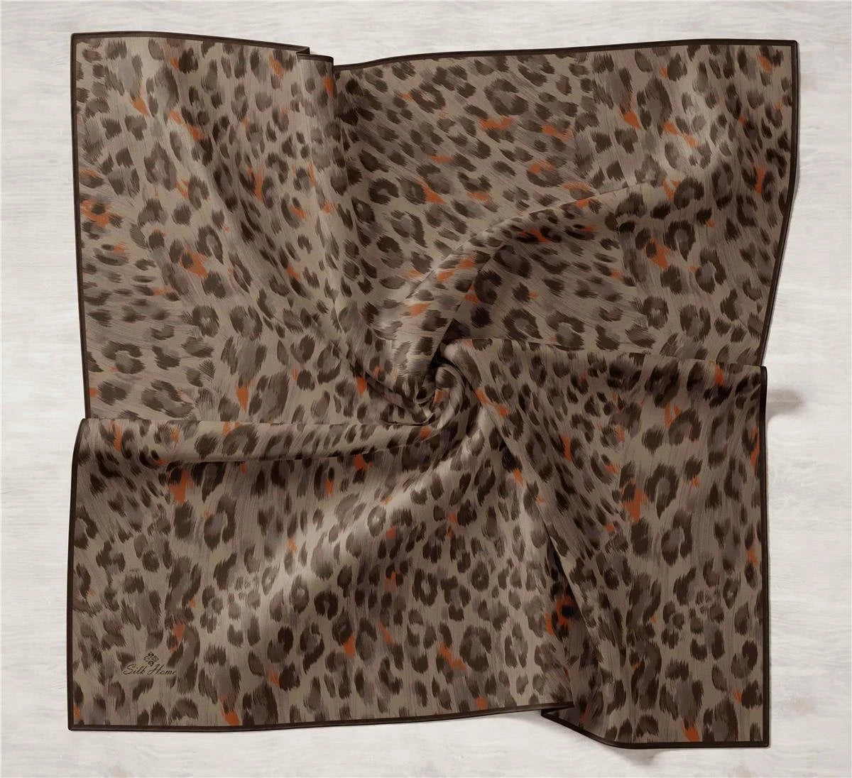 Silk Home Toprak Leopar Desenli Twill İpek Eşarp 11451-29