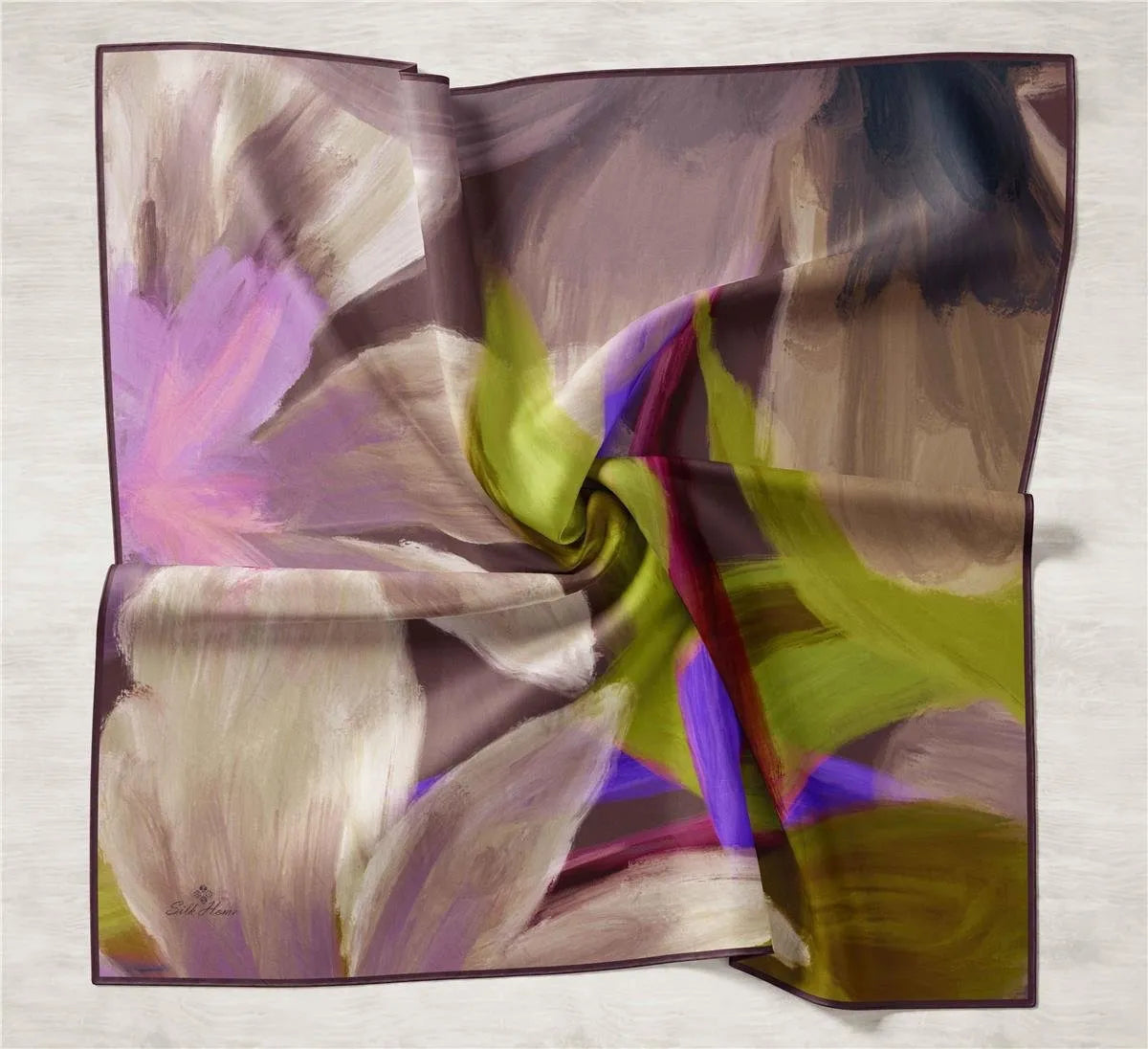Silk Home Çok Renkli Desenli Twill İpek Eşarp 11448-12
