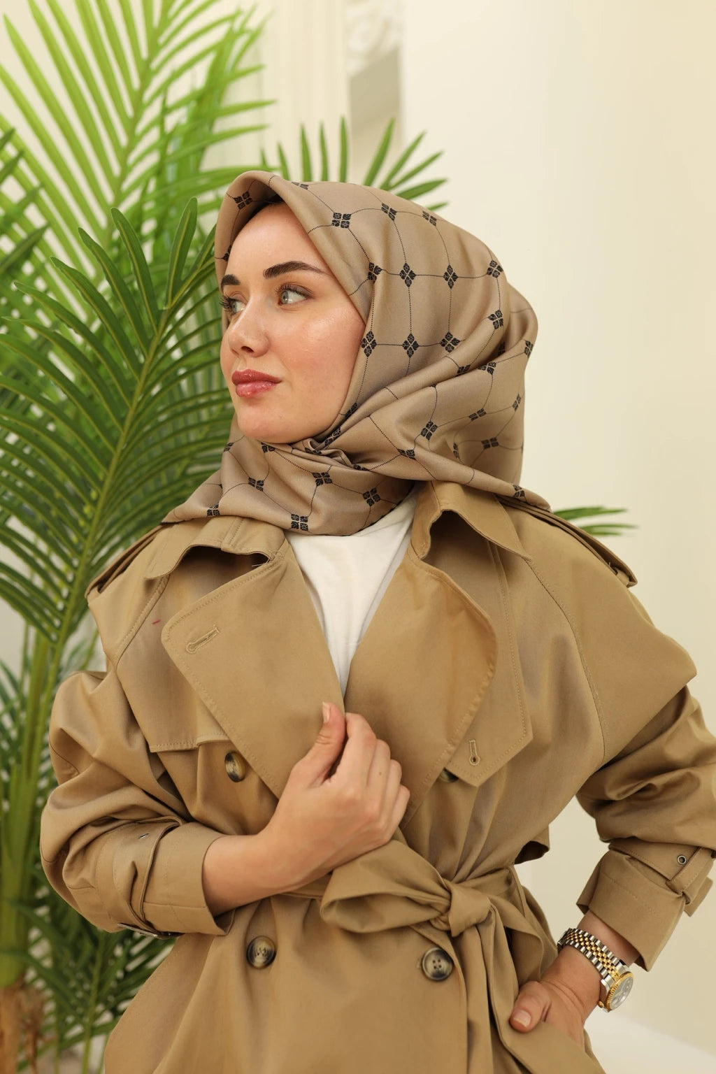 Silk Home Vizon Geometrik Desenli Twill İpek Eşarp 11392-16