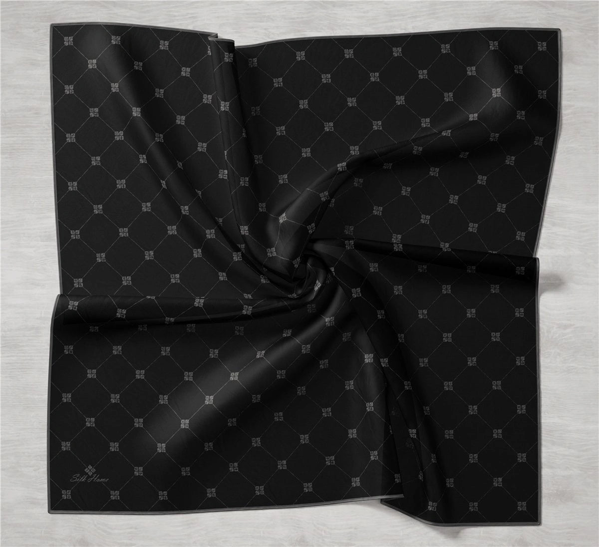 Silkhome Siyah Desenli Tivil İpek Eşarp 11392-02