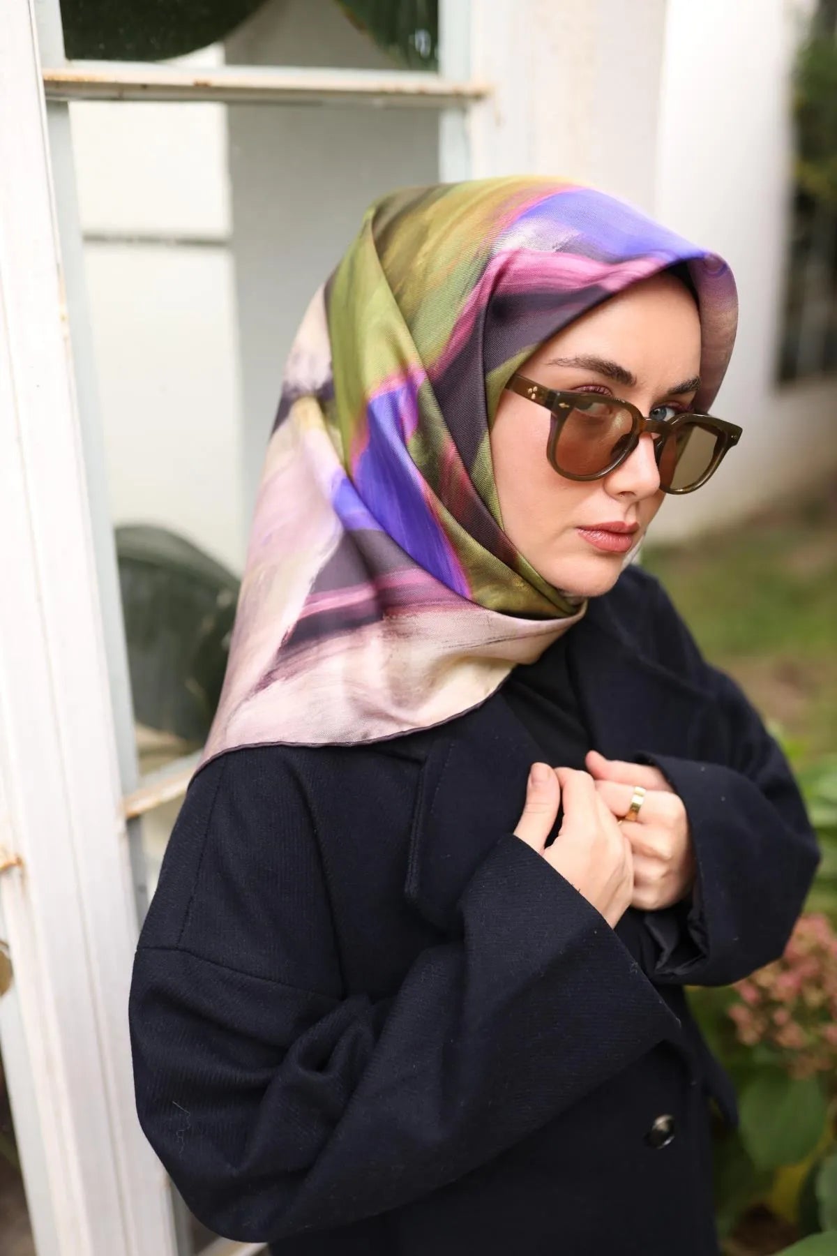 Silk Home Çok Renkli Desenli Twill İpek Eşarp 11448-12