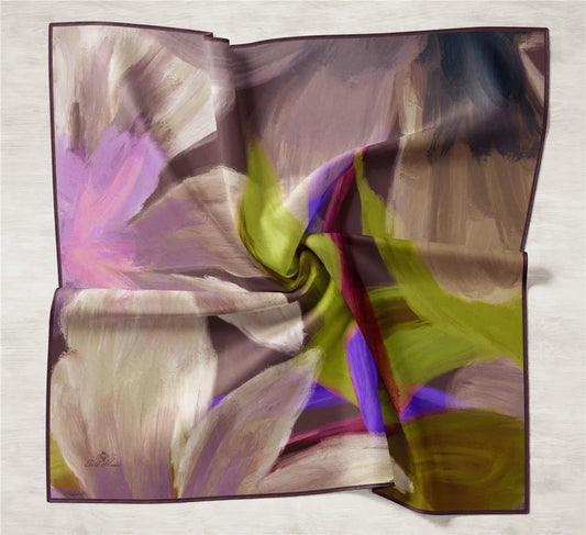 Silk Home Çok Renkli Desenli Twill İpek Eşarp 11448-12