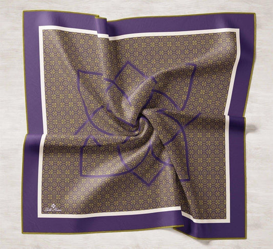 Silkhome Mor Geometrik Desenli Twill İpek Eşarp 11388-18