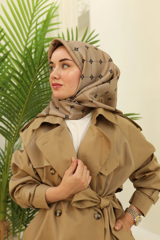 Silk Home Vizon Geometrik Desenli Twill İpek Eşarp 11392-16