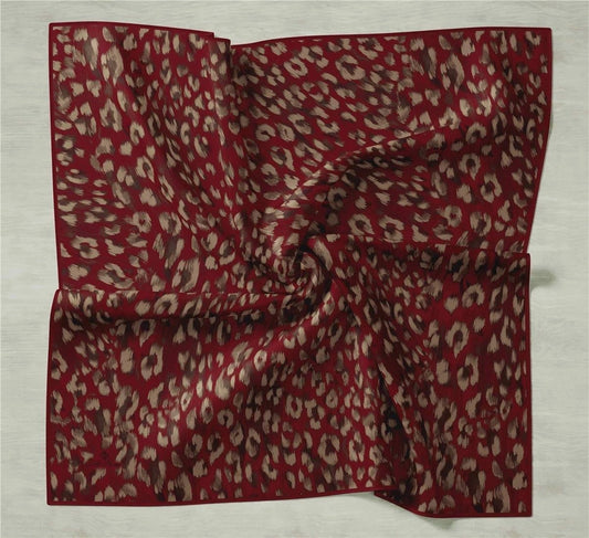 Silkhome Bordo Leopar Desenli Tivil İpek Eşarp 11451-28